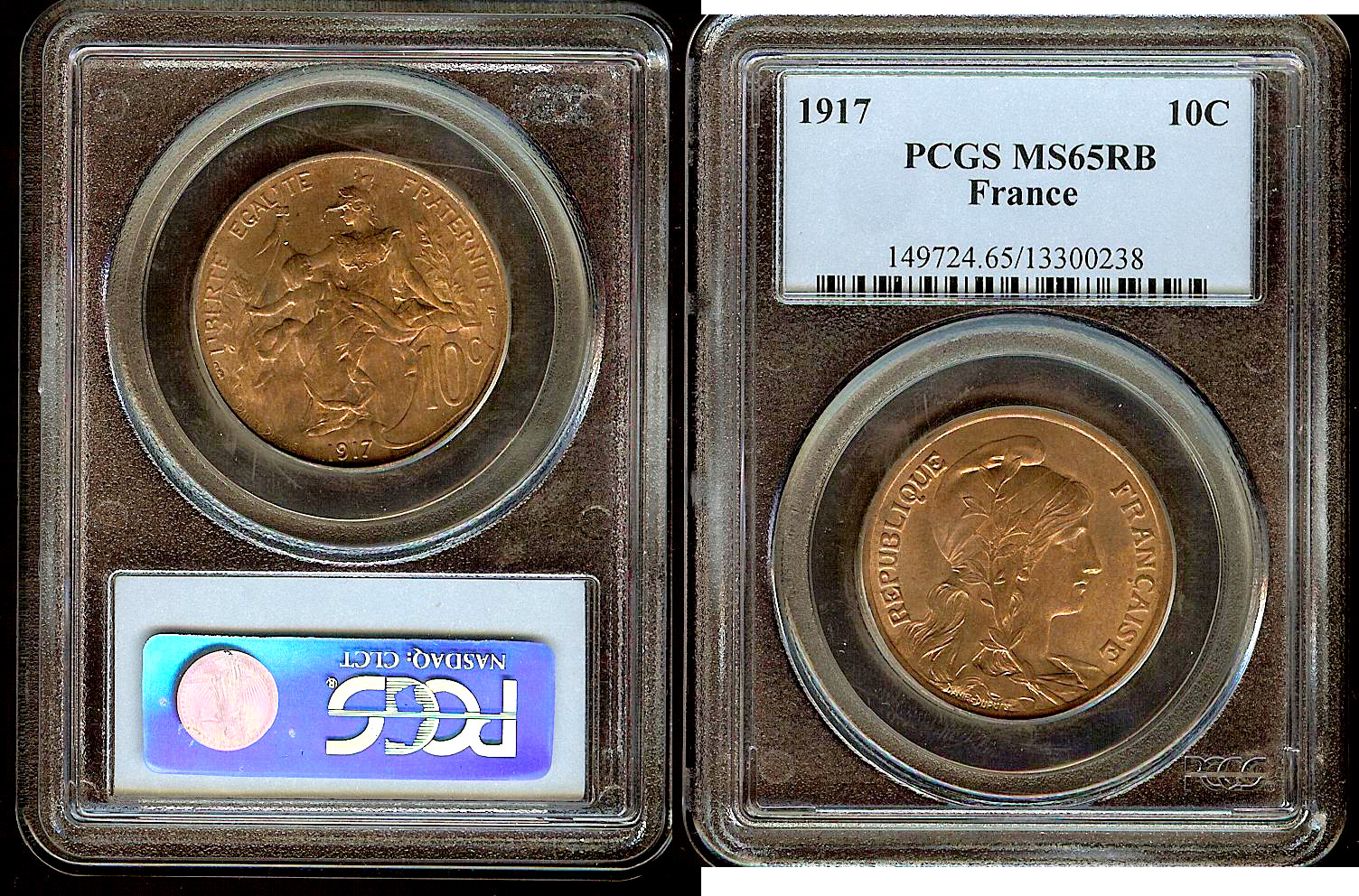 10 centimes Dupuis 1917 PCGS MS65RB